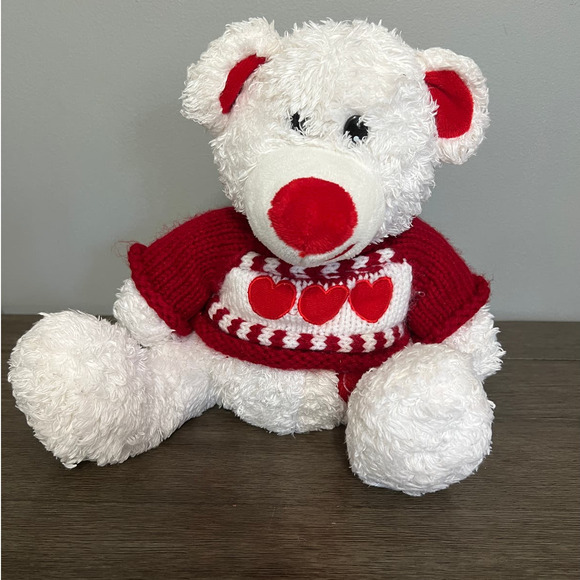 Chinda International Valentines Day Teddy Bear Plush Stuffed Animal‎ Red Hearts - Picture 1 of 5